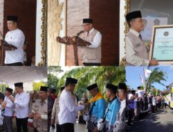 Keberangkatan 90 Jamaah Haji Jembrana Dilepas Bupati Jembrana di Halaman Gedung Kesenian Dr  Ir. Soekarno